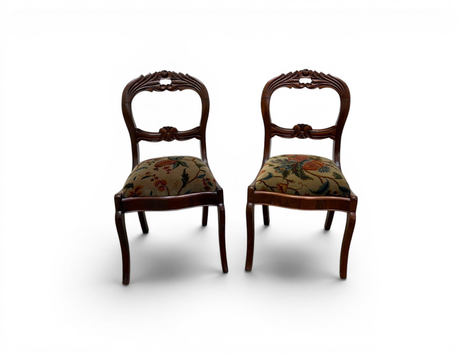 Pair of Carved Victorian Balloon Back Chairs (1 of 15)