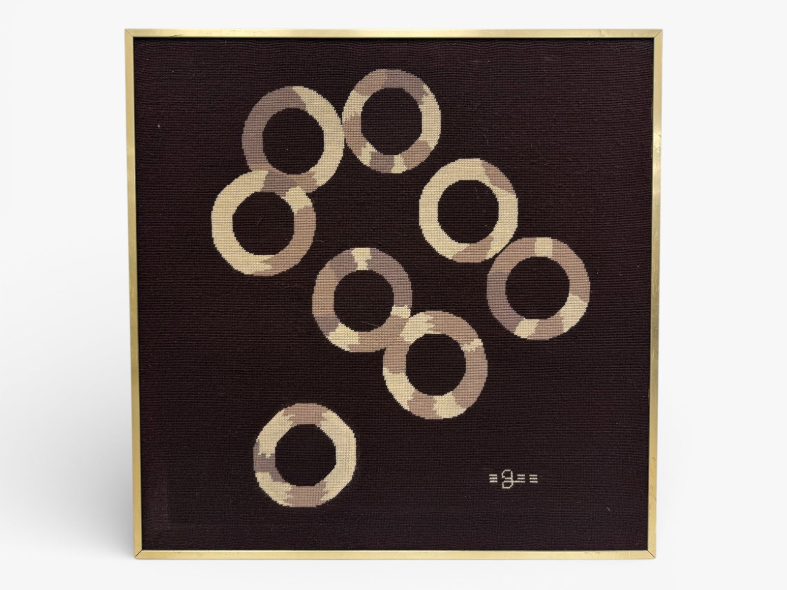 Vintage Mid-Century Needlepoint in Brass frame. (1 of 8)
