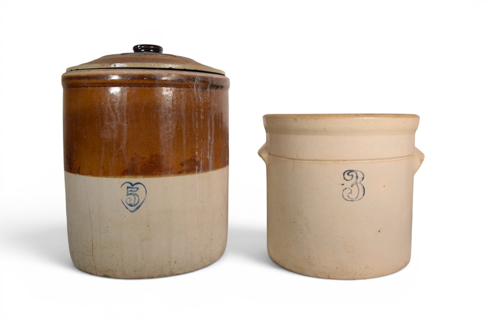 2 Stoneware Crocks 5 Gallon & 3 Gallon (1 of 20)