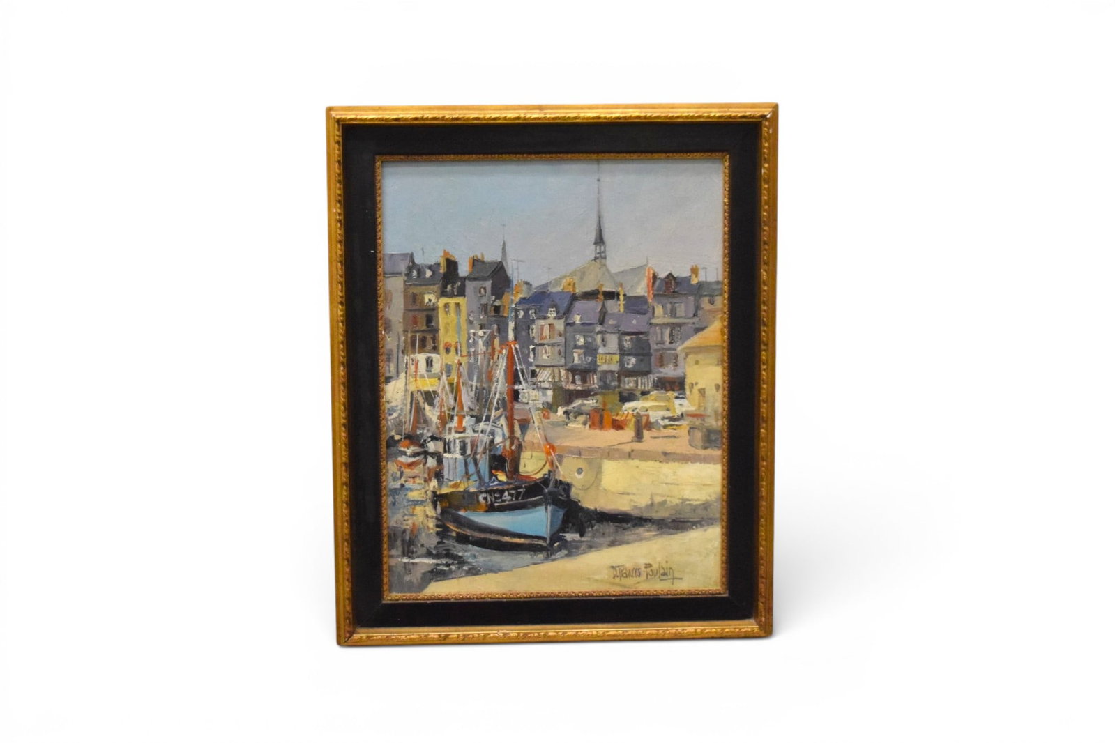 Denise Travers-Poulain Oil on Canvas Harbor Scene (1 of 6)