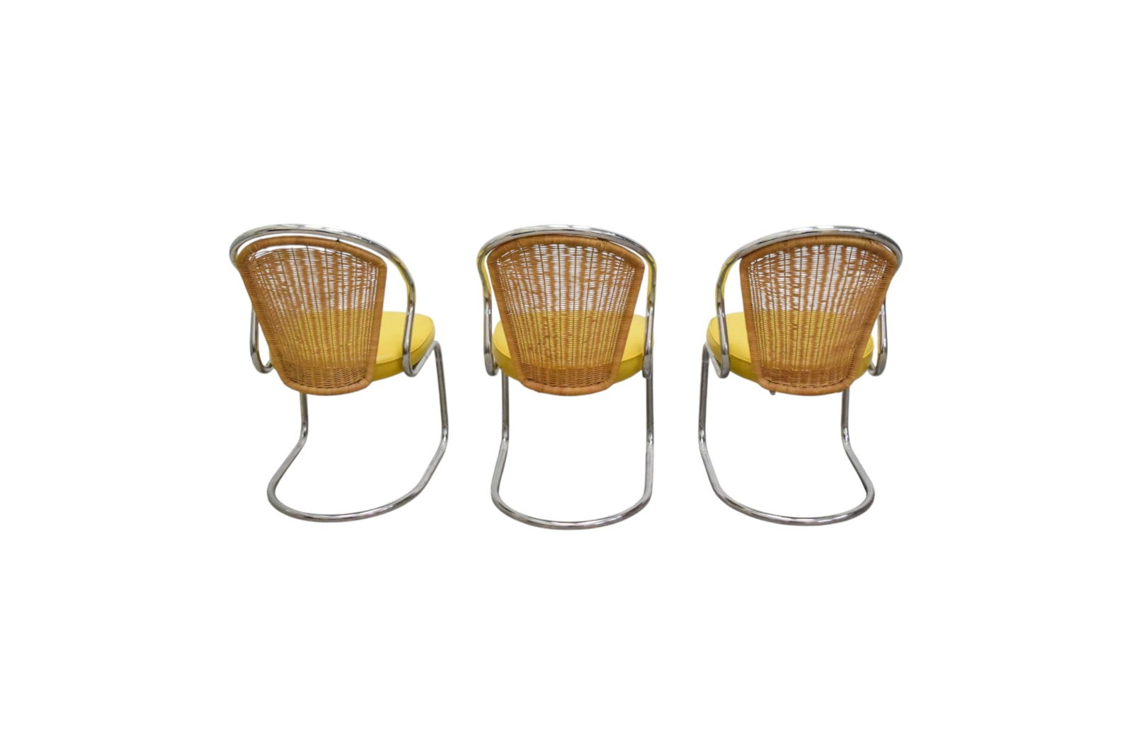 6 Wicker & Chrome Dining Chairs - 10