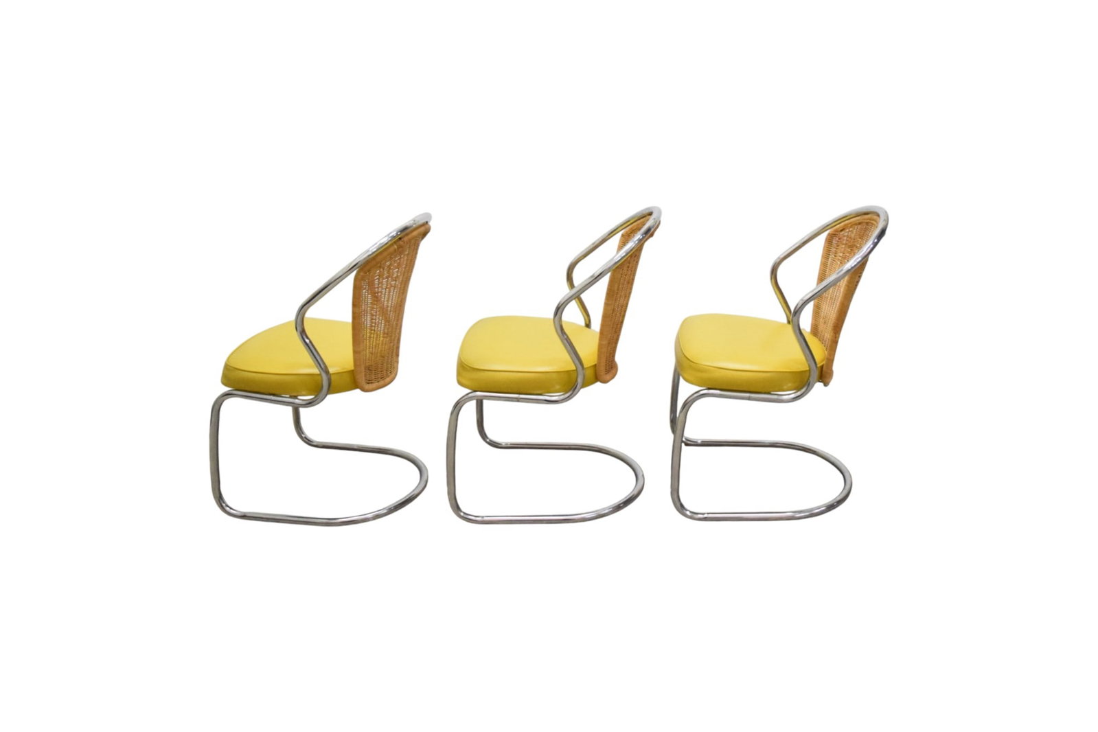 6 Wicker & Chrome Dining Chairs - 11