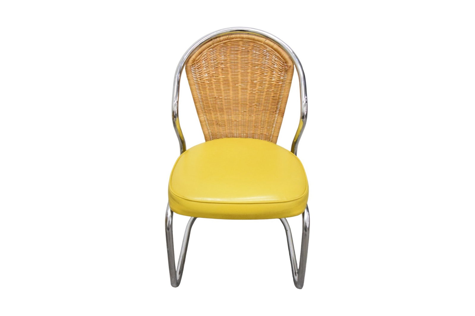 6 Wicker & Chrome Dining Chairs - 12