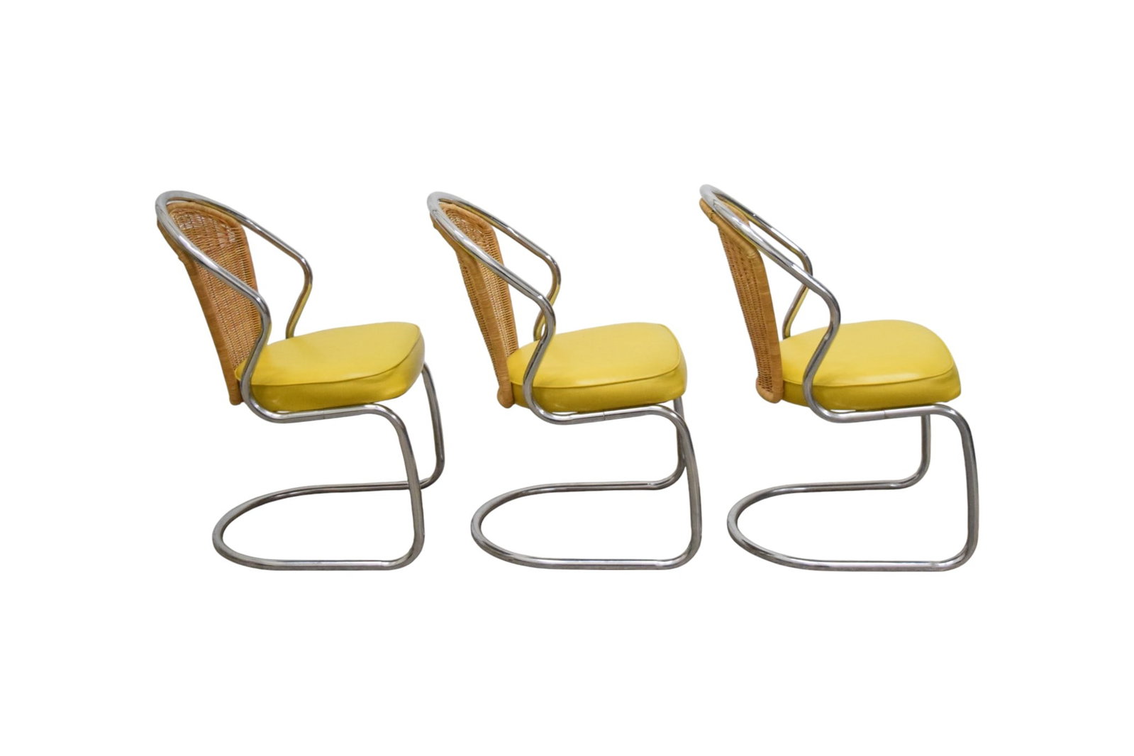 6 Wicker & Chrome Dining Chairs - 3
