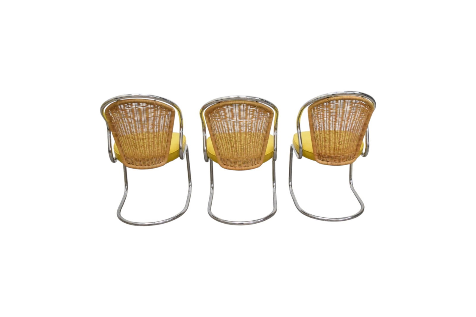 6 Wicker & Chrome Dining Chairs - 4