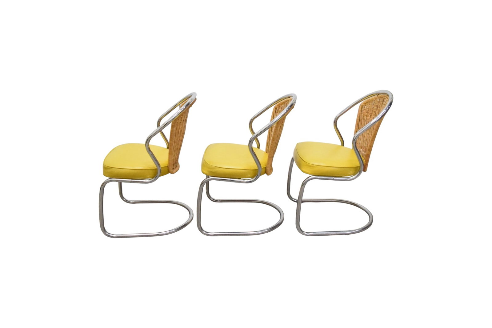 6 Wicker & Chrome Dining Chairs - 5