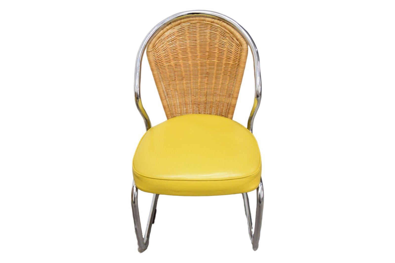 6 Wicker & Chrome Dining Chairs - 6