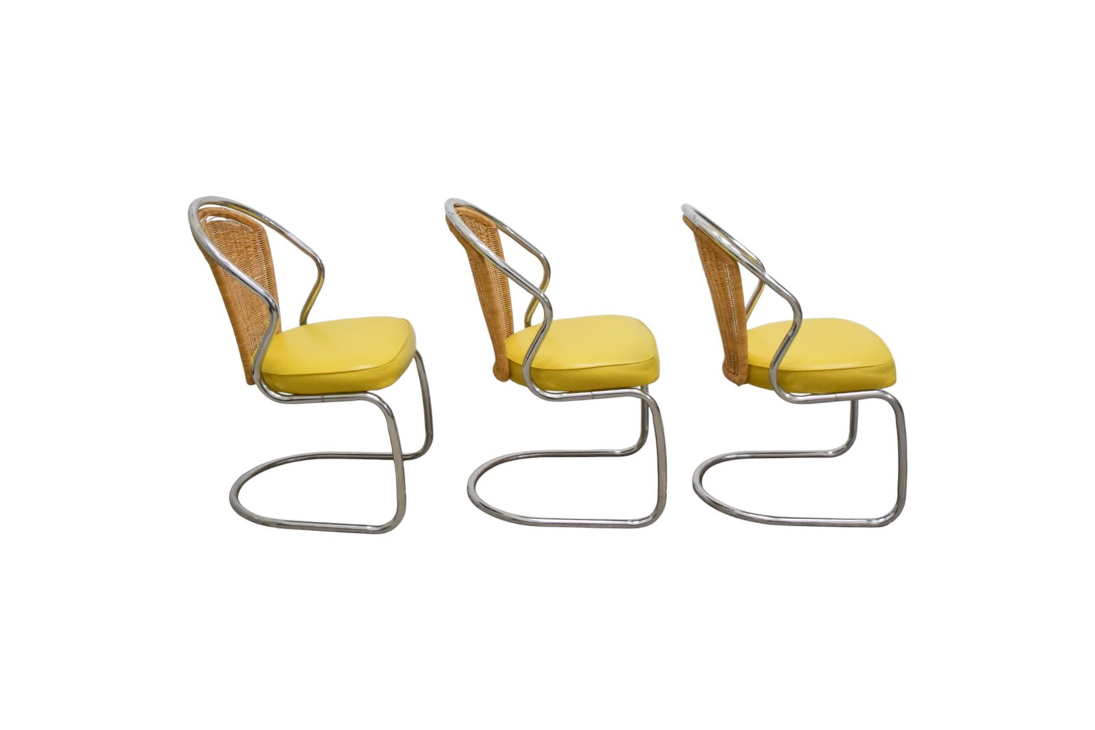 6 Wicker & Chrome Dining Chairs - 9