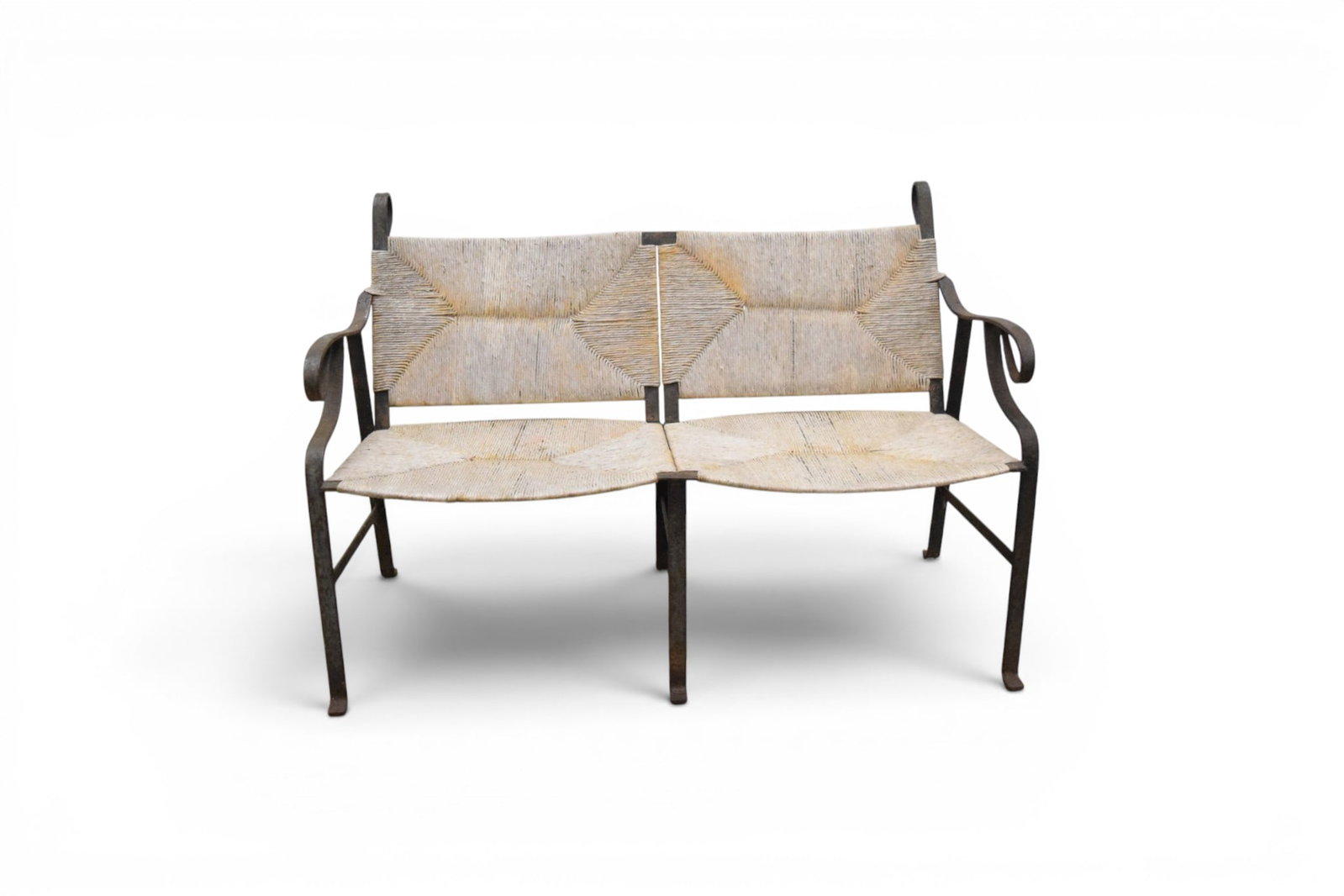Wrought Iron & Rush Loveseat (1 of 11)