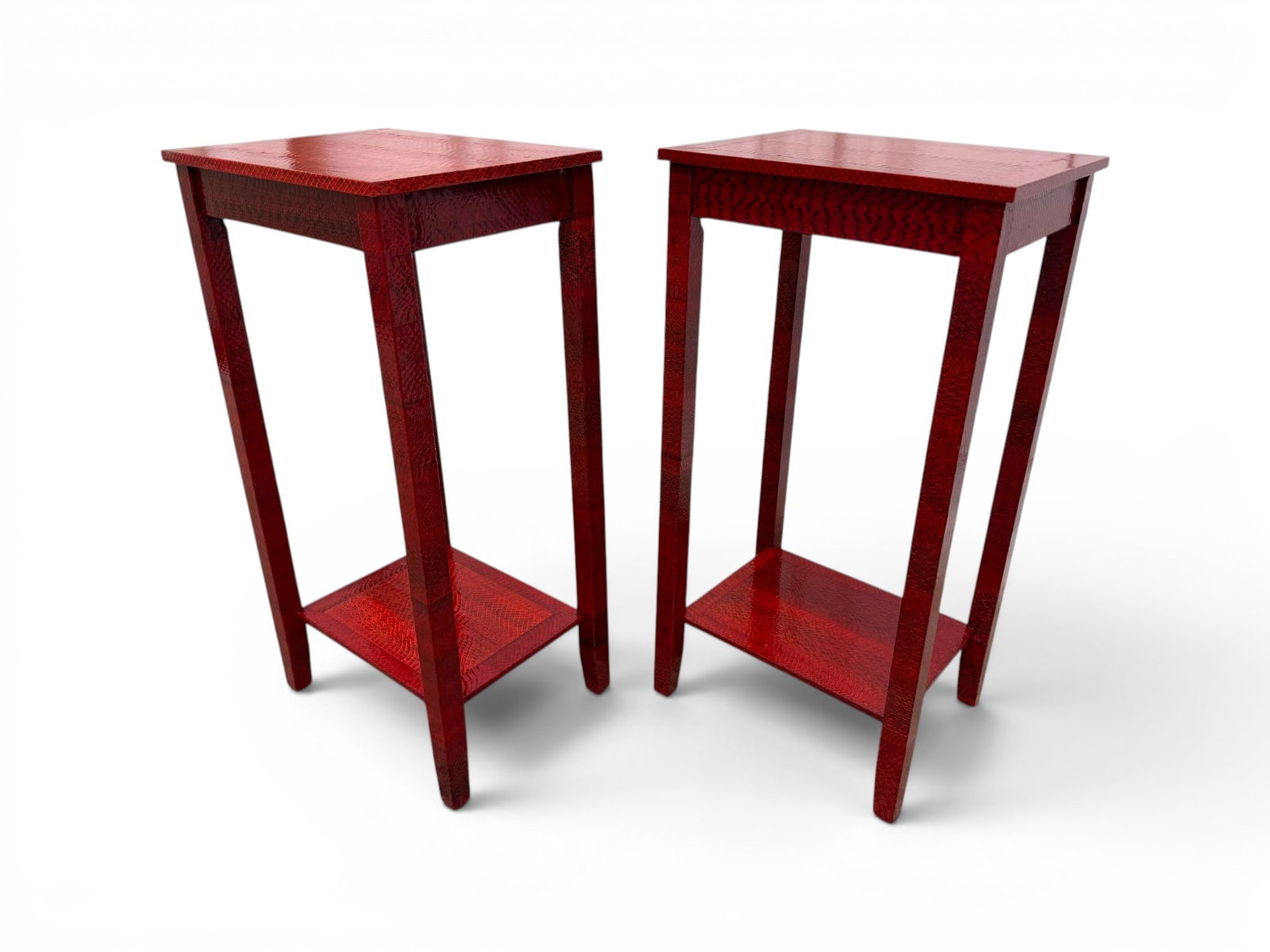 Pair Karl Springer Style Red Cobra Side Tables (1 of 10)