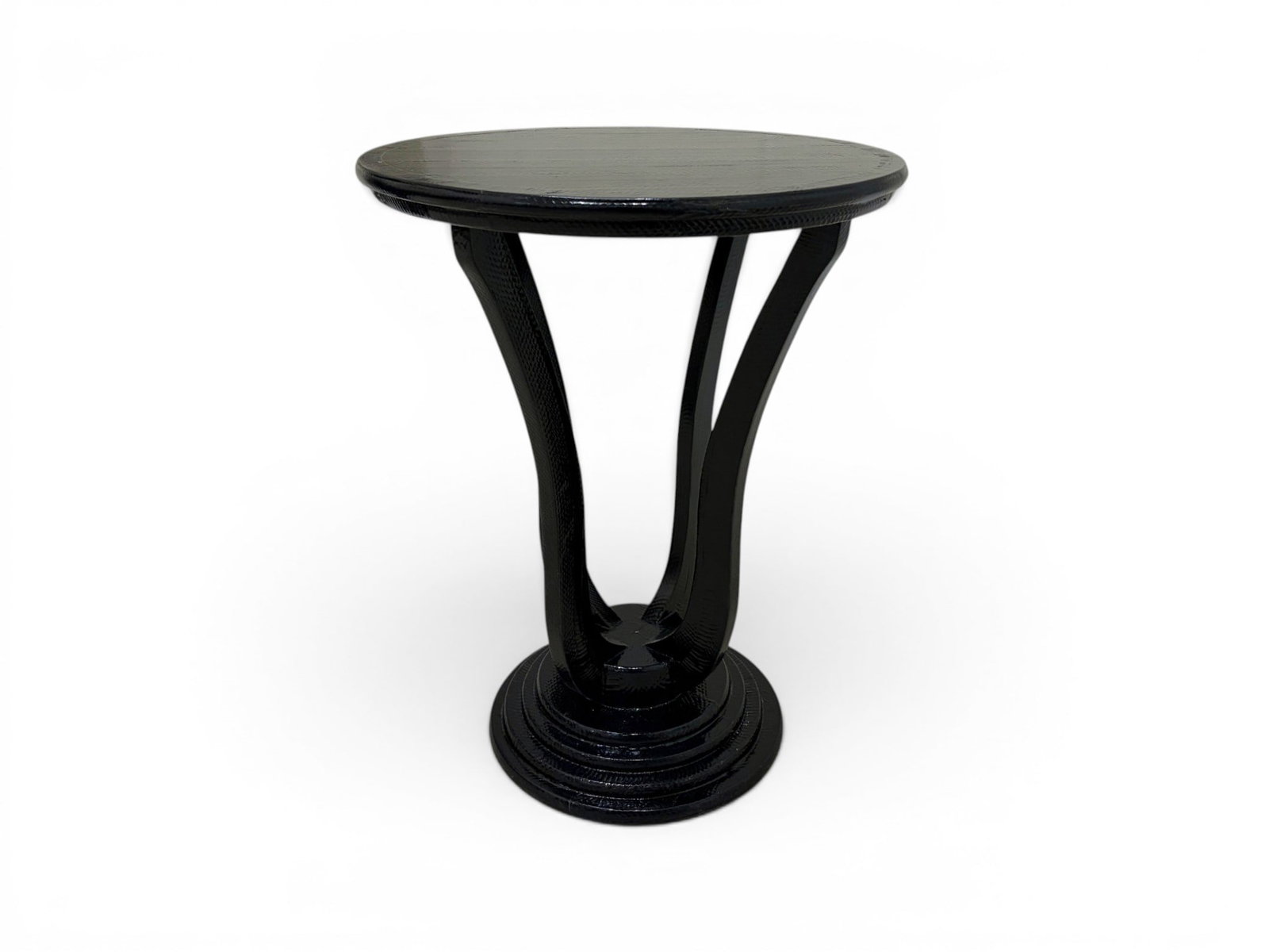 Karl Springer Style French Blue Cobra Skin Table: Karl Springer style French snakeskin table. Dimensions: H: 25.5" W: 19.75" D: 19.75"