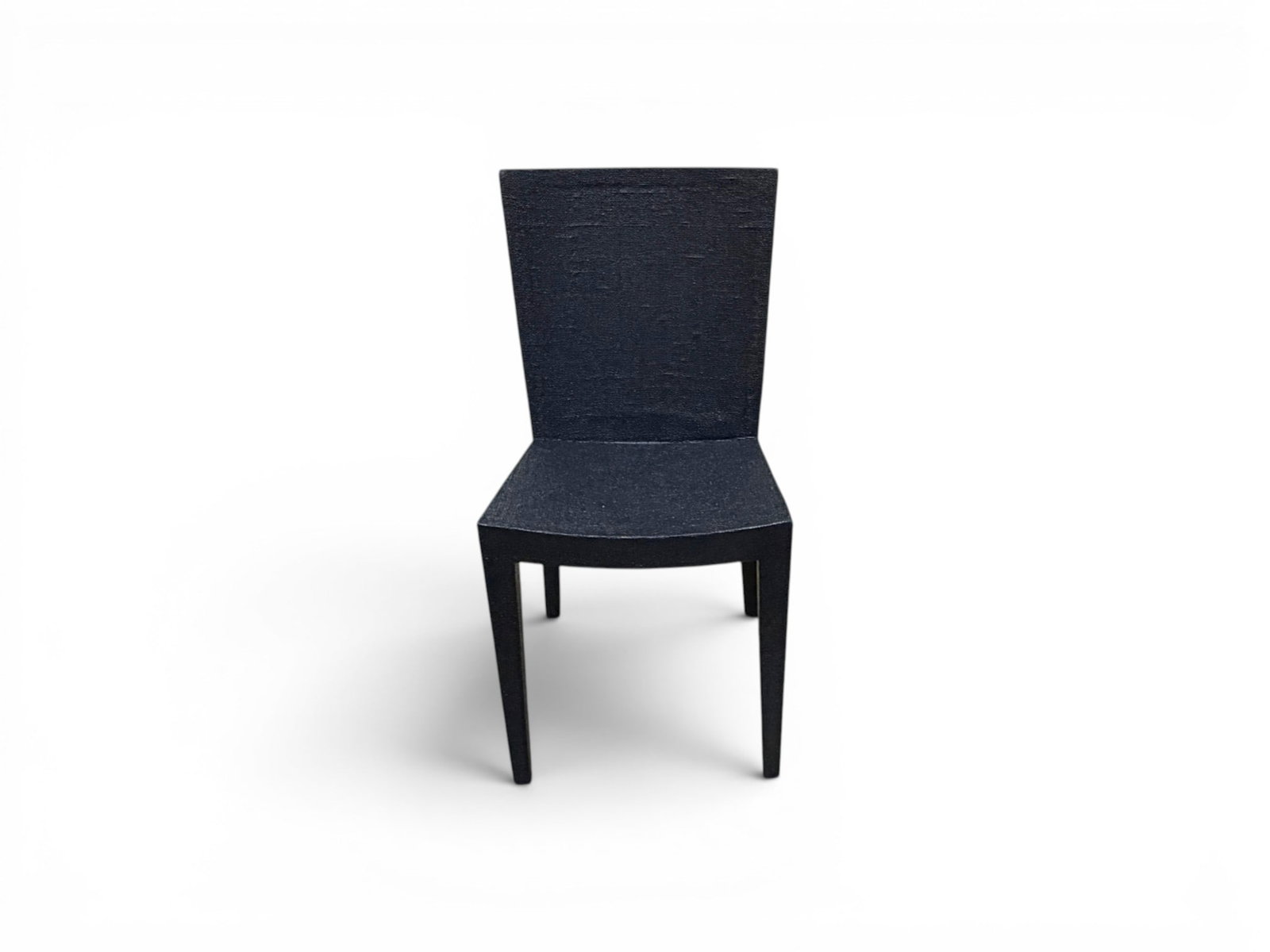 Karl Springer JMF Linen Chair: Karl Springer JMF chair in gunmetal linen. Dimensions: H: 36" W: 17.75" D: 22", seat height 19.75"