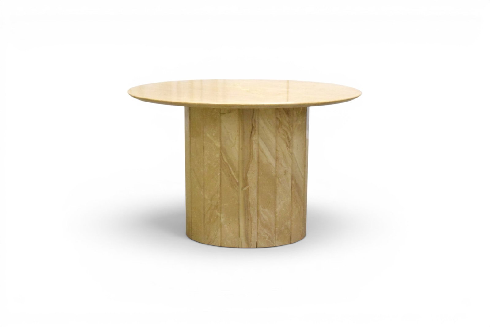 Italian Onyx Side Table: Italian onyx side table. Oval top, faceted base. Dimensions: H: 19.75" W: 22.25" D: 30.25"