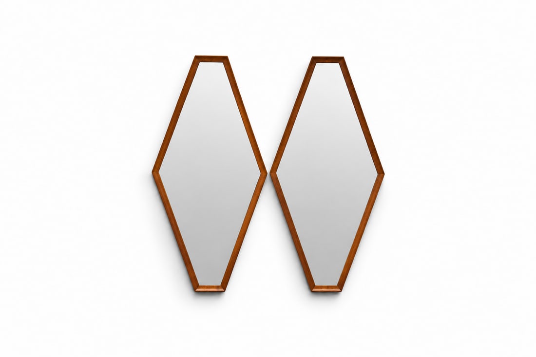 Pair Modern Diamond Form Wall Mirrors (1 of 7)