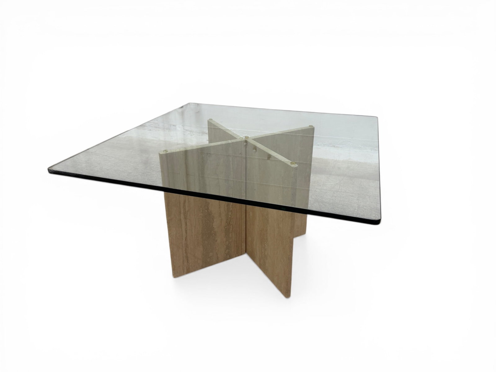 Travertine & Glass Side Table (1 of 7)