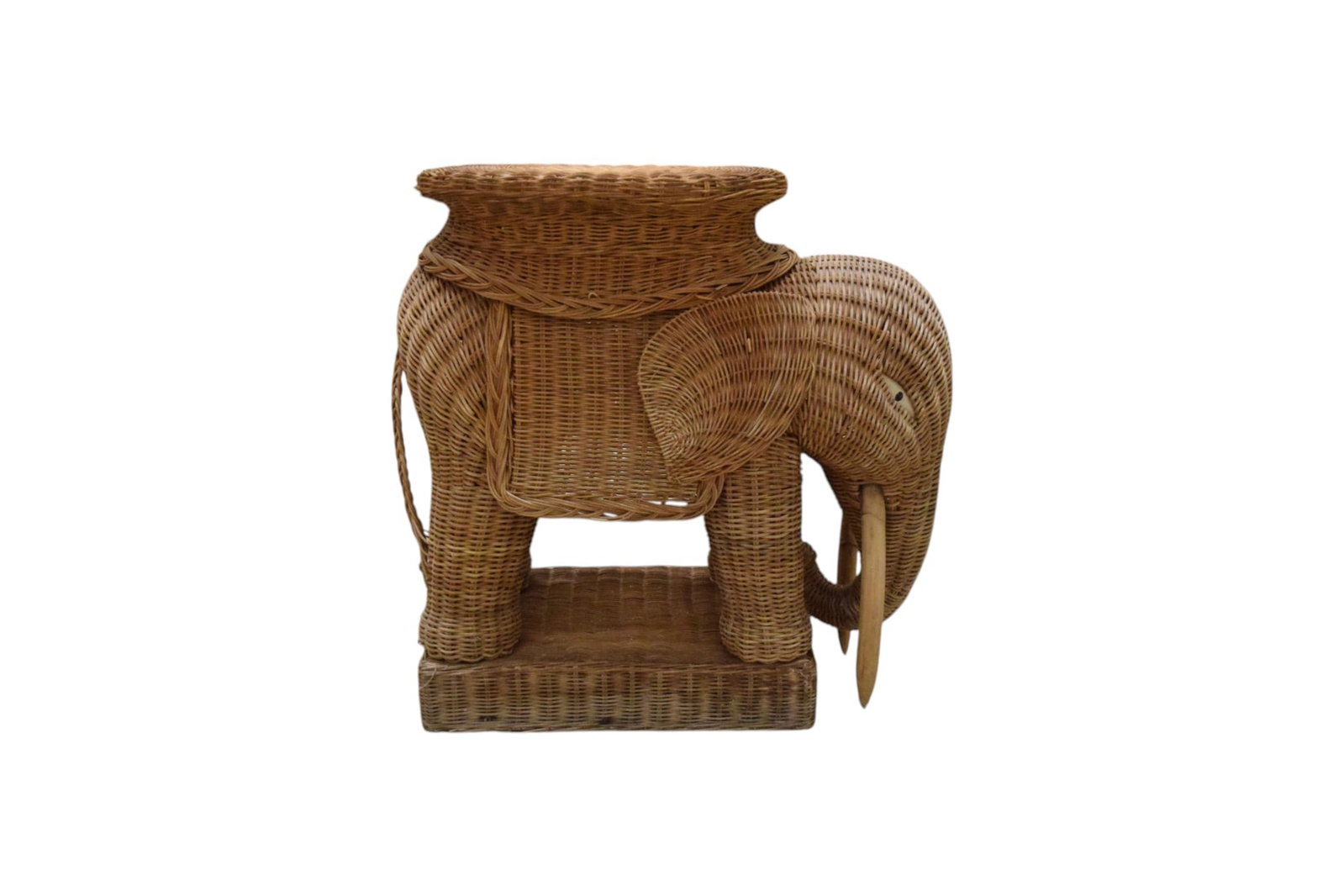 Wicker Elephant Side Table - 3