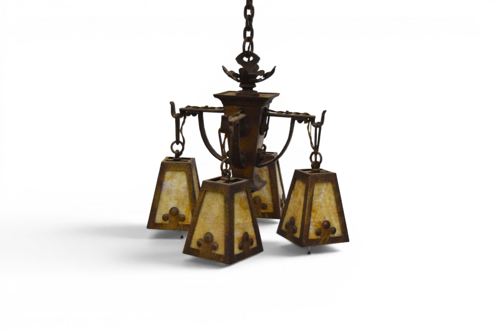 Arts & Crafts Slag Glass Chandelier (1 of 9)