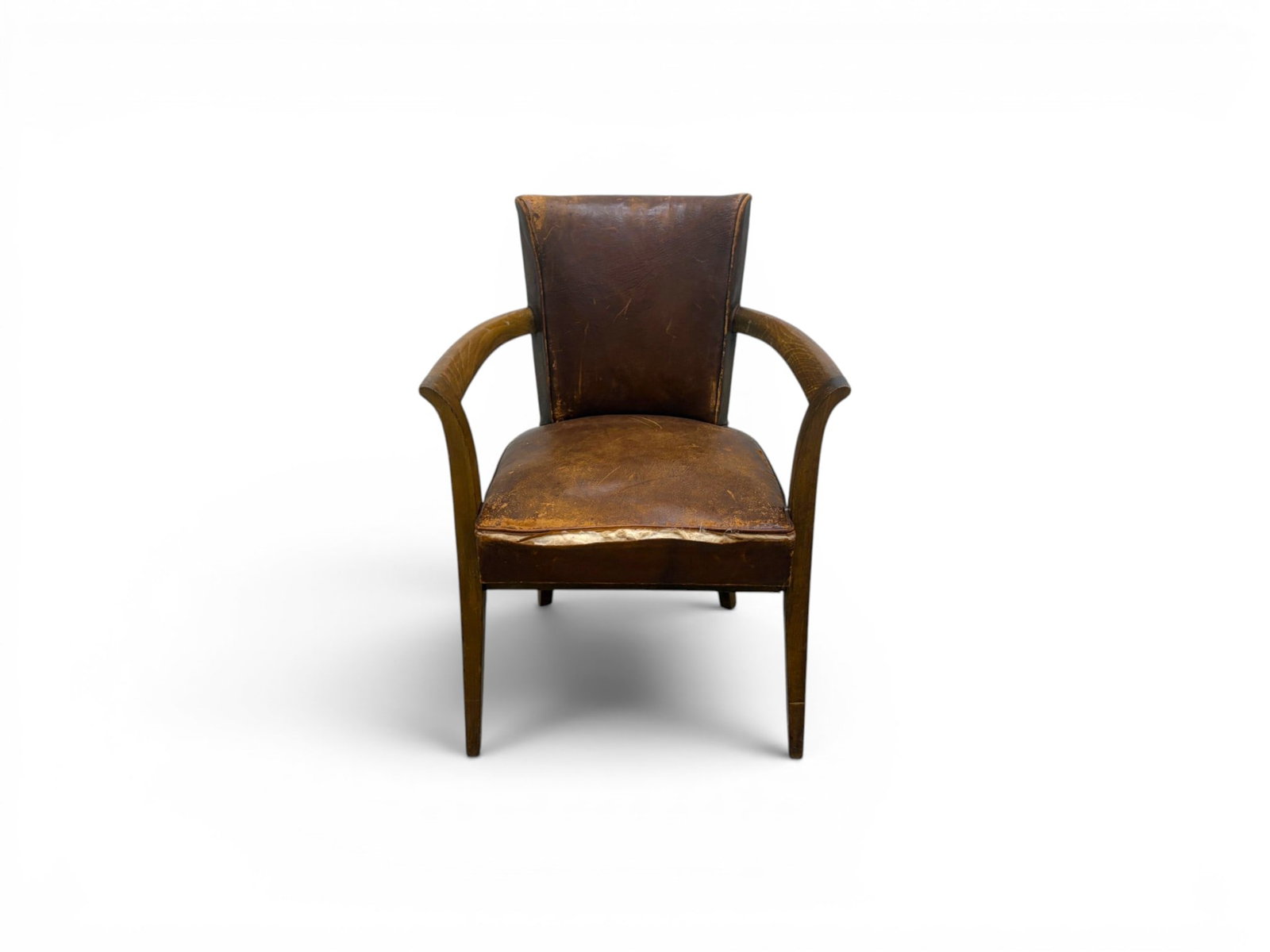 Leather Bridge Chair: Leather bridge armchair. Dimensions: H: 33.25" W: 24" D: 21.75", seat height 18.75"