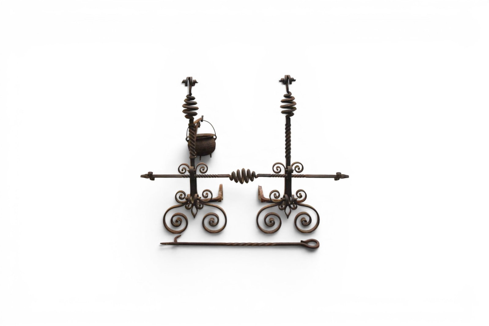 Wrought Iron Gothic Fireplace Set With Andirons (1 of 8)