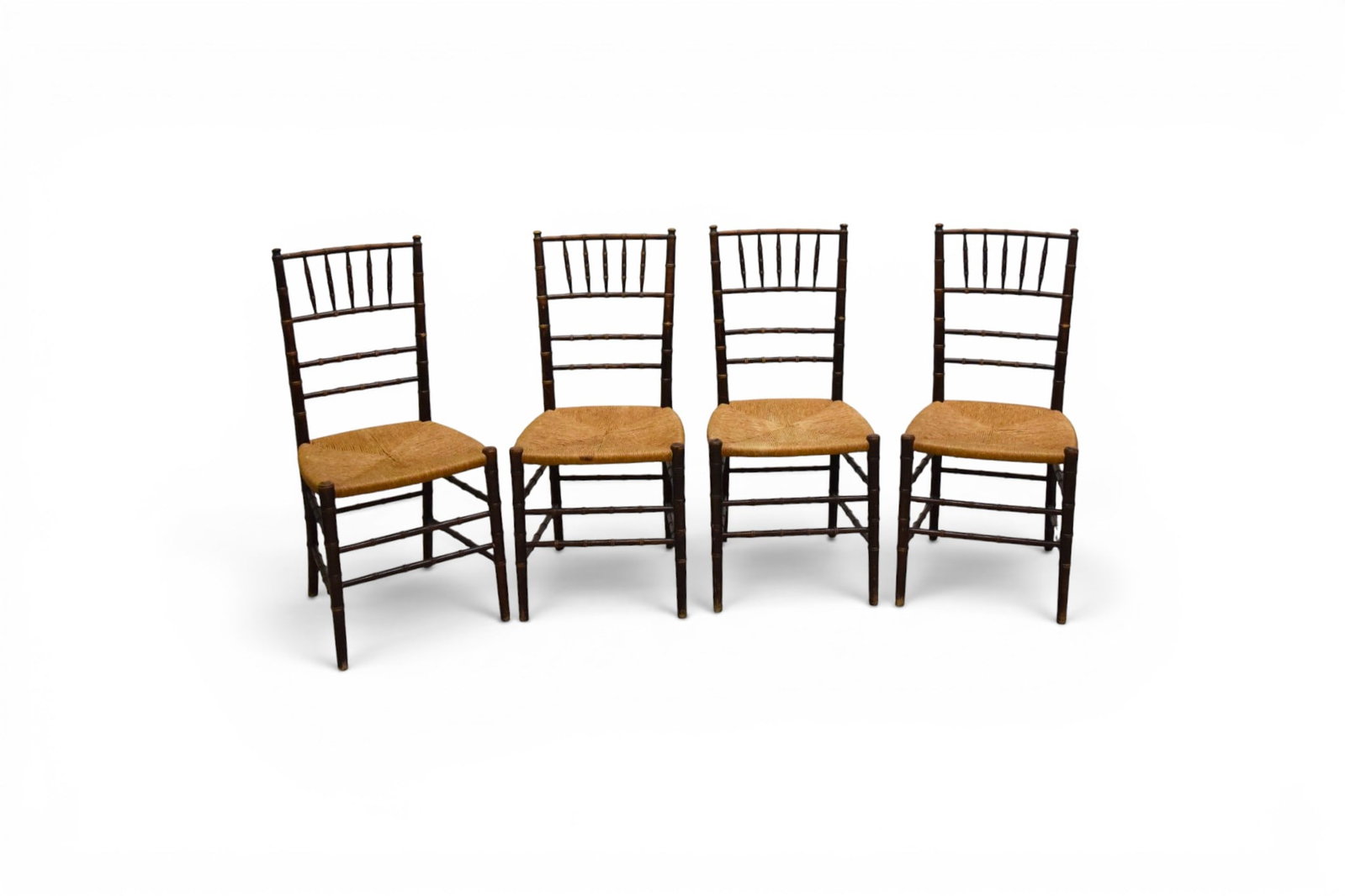 4 Faux Bamboo Rush Seat Dining Chairs (1 of 11)