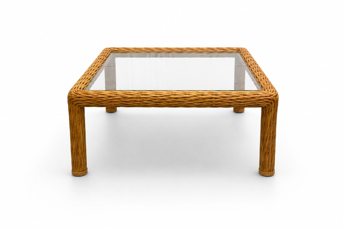 Wicker & Glass Coffee Table (1 of 9)