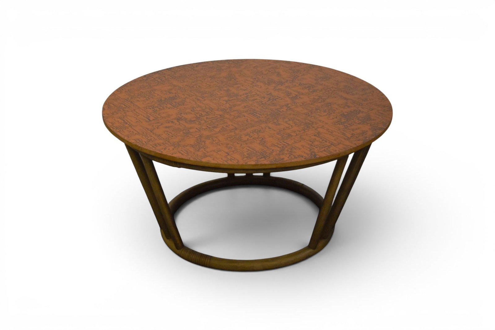 Rattan & Etched Copper Coffee Table (1 of 10)