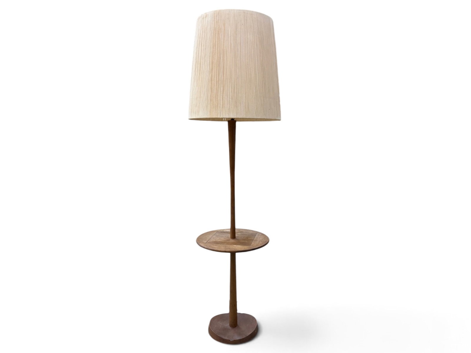 Laurel Mid Century Walnut Floor Lamp with Shelf (1 of 8)