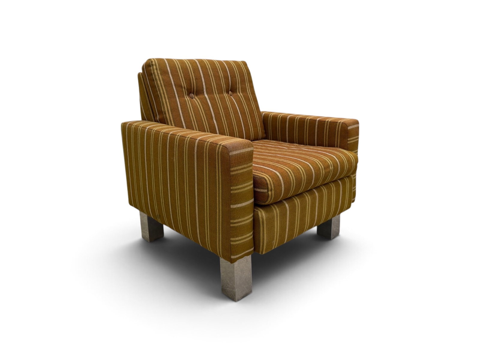 Mid Century Modern Chrome Leg Club Chair: A Mid-Century Modern Chrome Leg Club Chair by Thomas Furniture Co., High Point, North Carolina. Originally purchased on 2/18/82 Dimensions: H:32" W:30" D:31" SeatHeight:17"