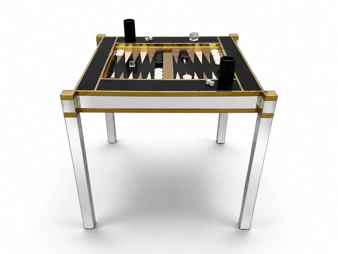 Karl Springer Square Leg Backgammon Game Table - 2