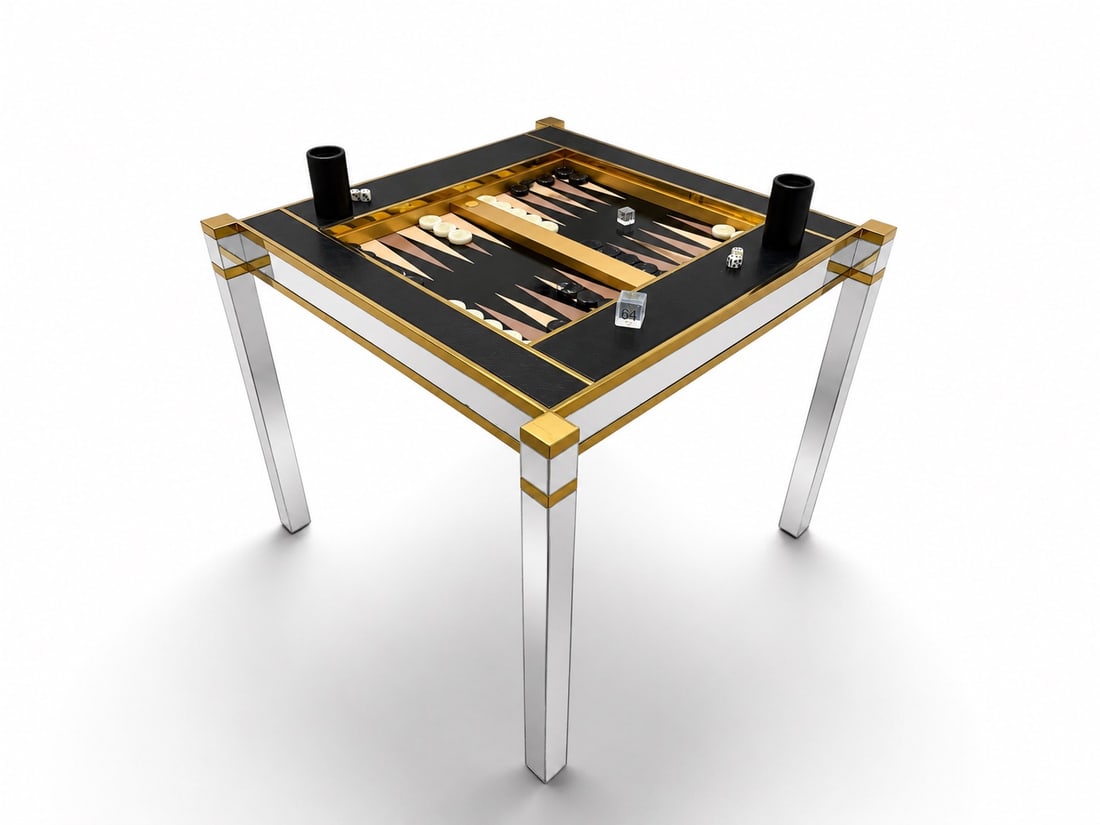 Karl Springer Square Leg Backgammon Game Table - 3