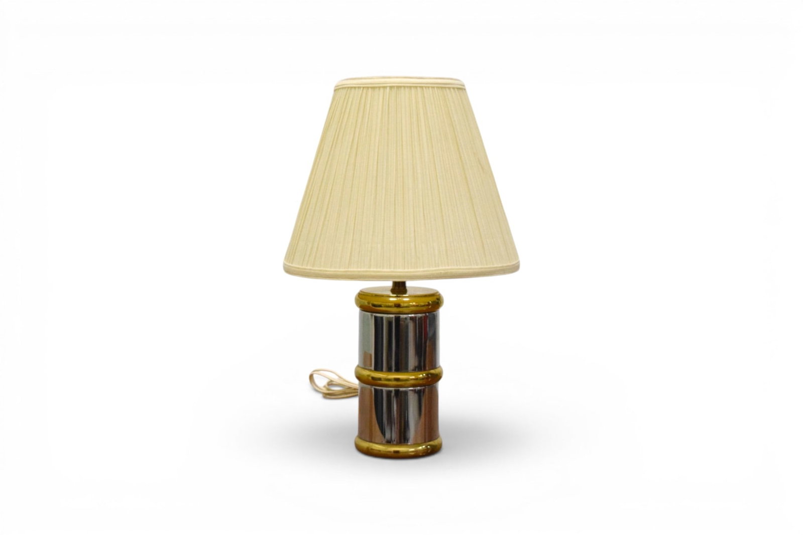 Brass & Chrome Faux Bamboo Table Lamp (1 of 9)
