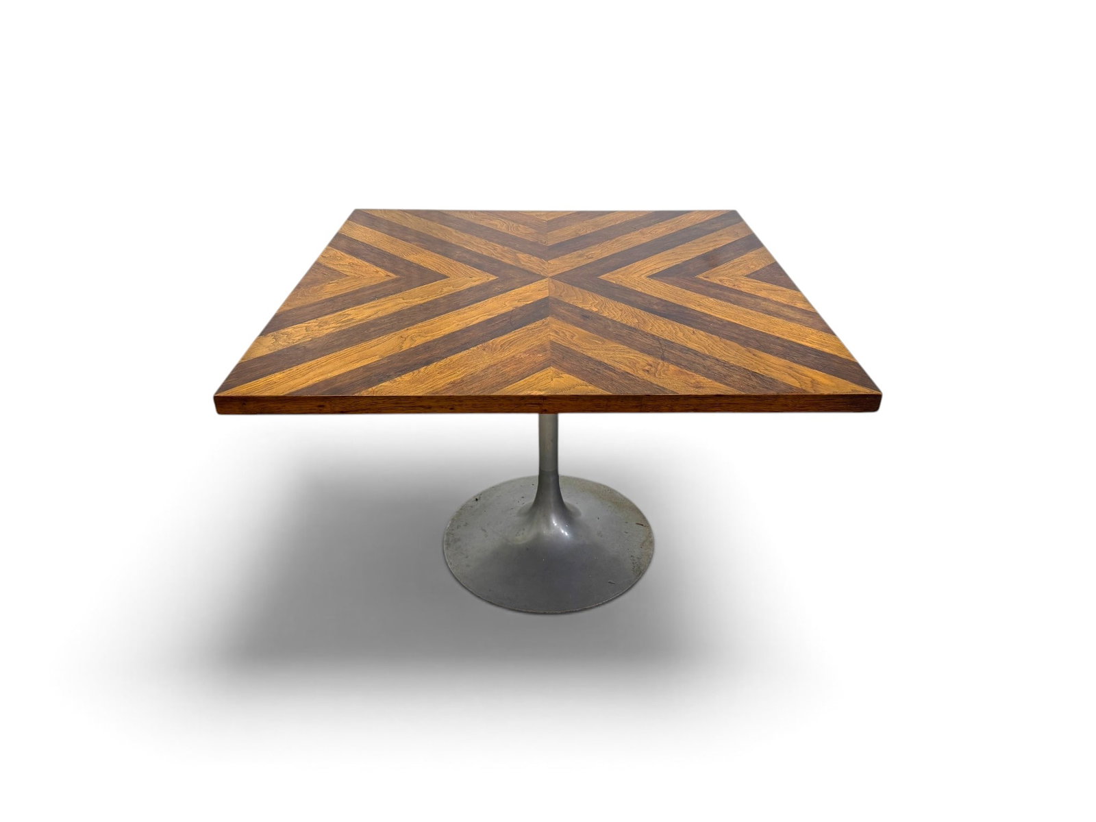 Tulip Table with Chevron Walnut Top - 2