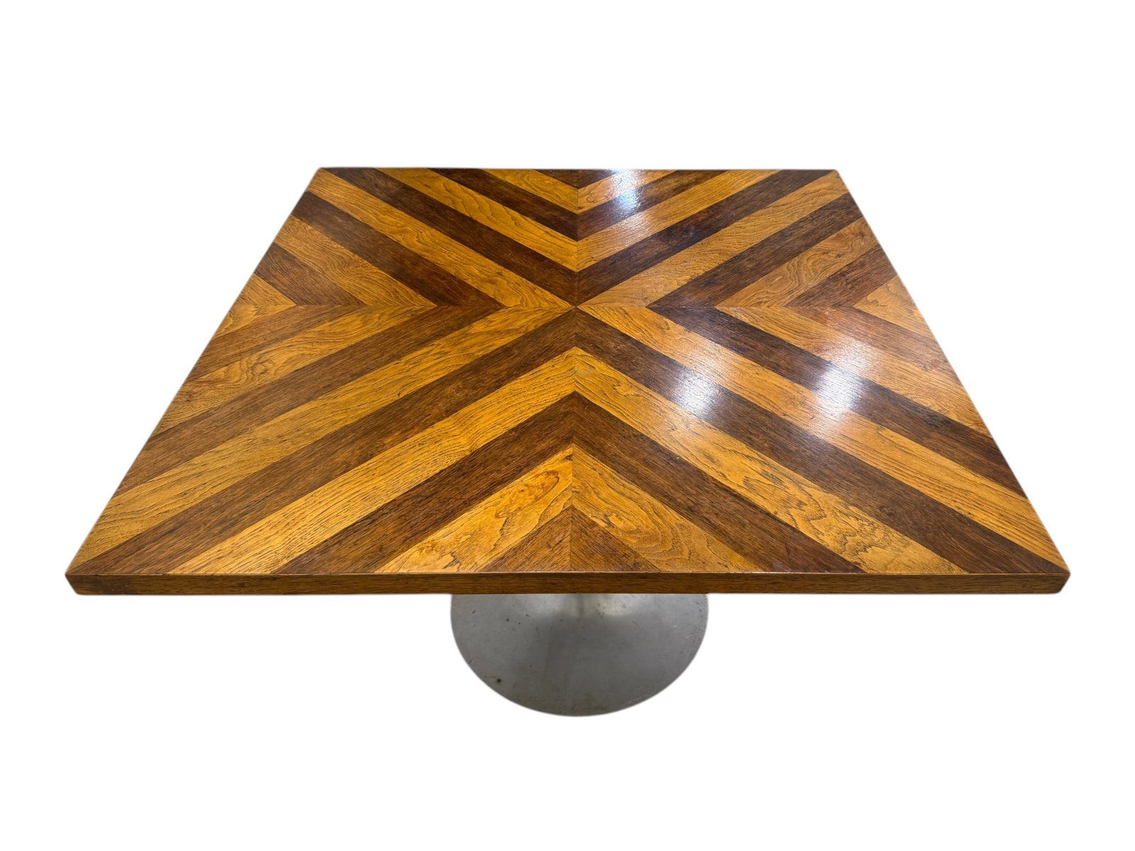 Tulip Table with Chevron Walnut Top - 5
