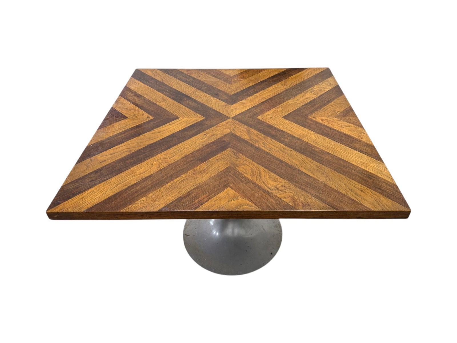 Tulip Table with Chevron Walnut Top - 6