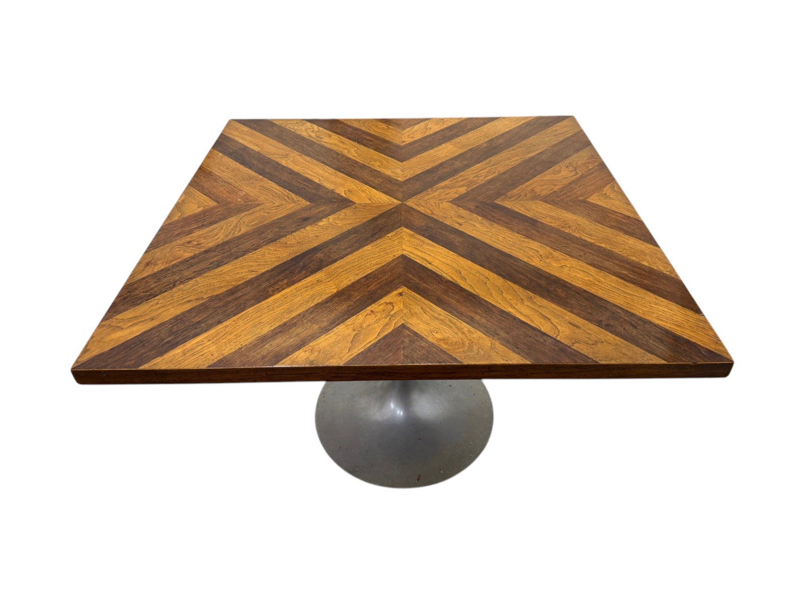 Tulip Table with Chevron Walnut Top - 7