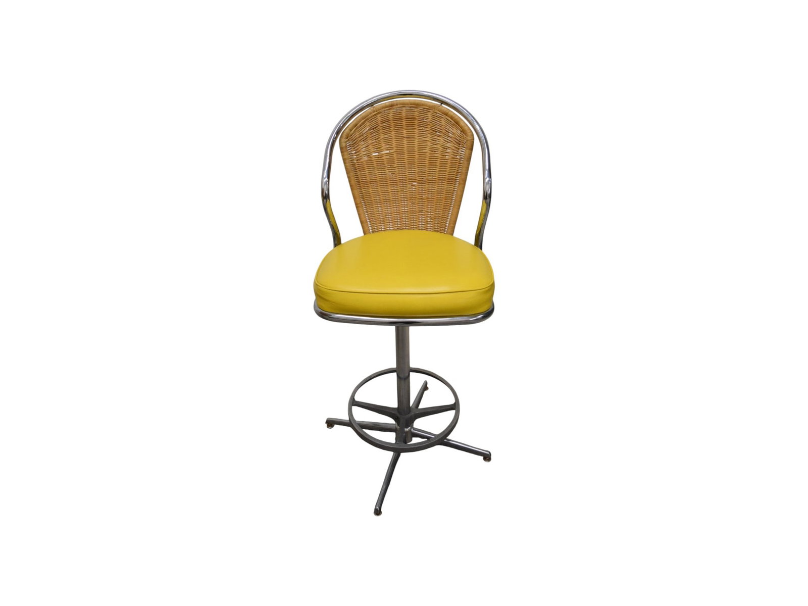 4 Wicker & Chrome Stools - 5