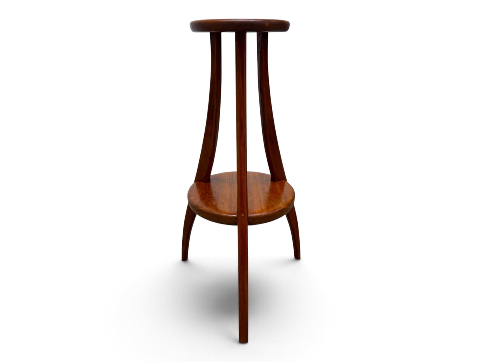 Sculptural Organic Custom Hardwood Plant Stand: A Sculptural Organic Custom-Made Solid Hardwood Tripod plant Stand / Pedestal H: 41.75" W:24" D:24"
