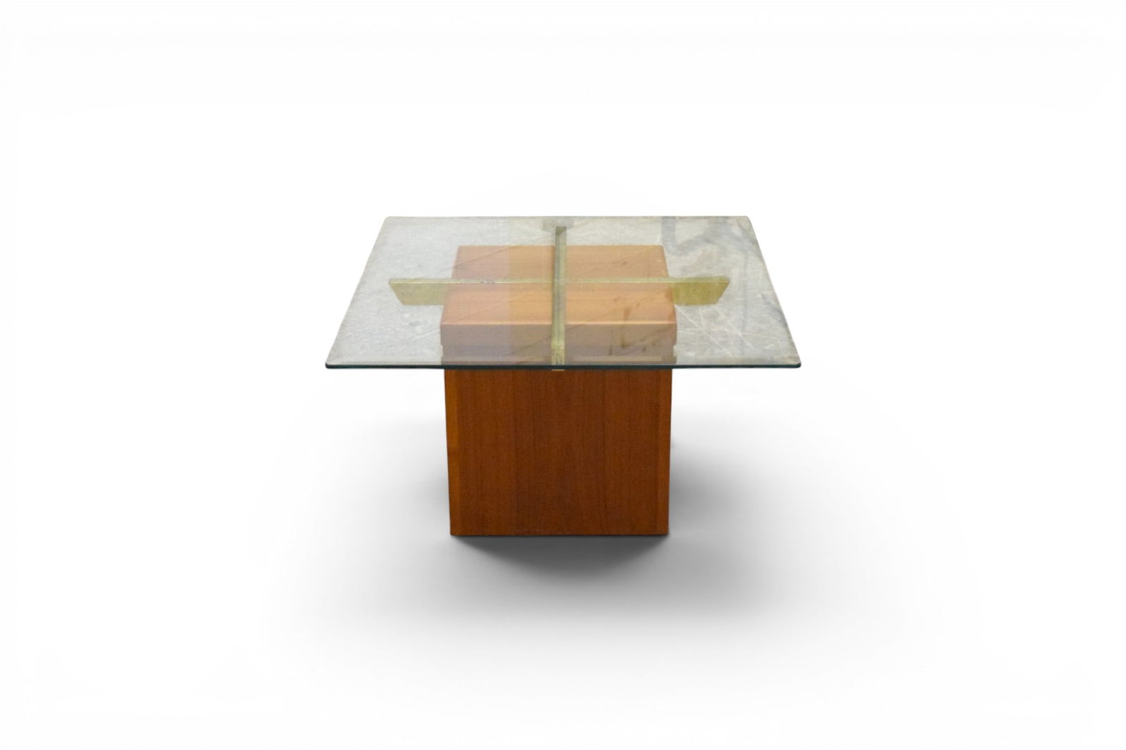 Trioh Danish Modern Teak, Brass & Glass Side Table (1 of 13)
