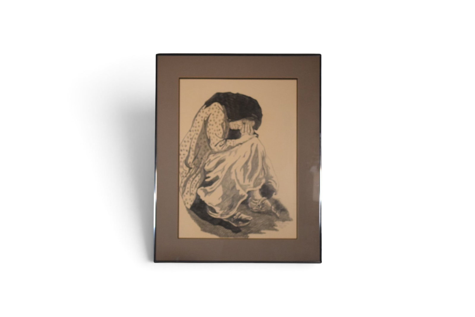 Alex McAdam Pencil Drawing A Greek Lady: Alex McAdam (Scottish, 1940-2022). Pencil drawing on paper, A Greek Lady. Signed, titled and dated 1984 lower right. Sight 23" x 17" Dimensions: H: 30.25" W: 24.25" D: .875"