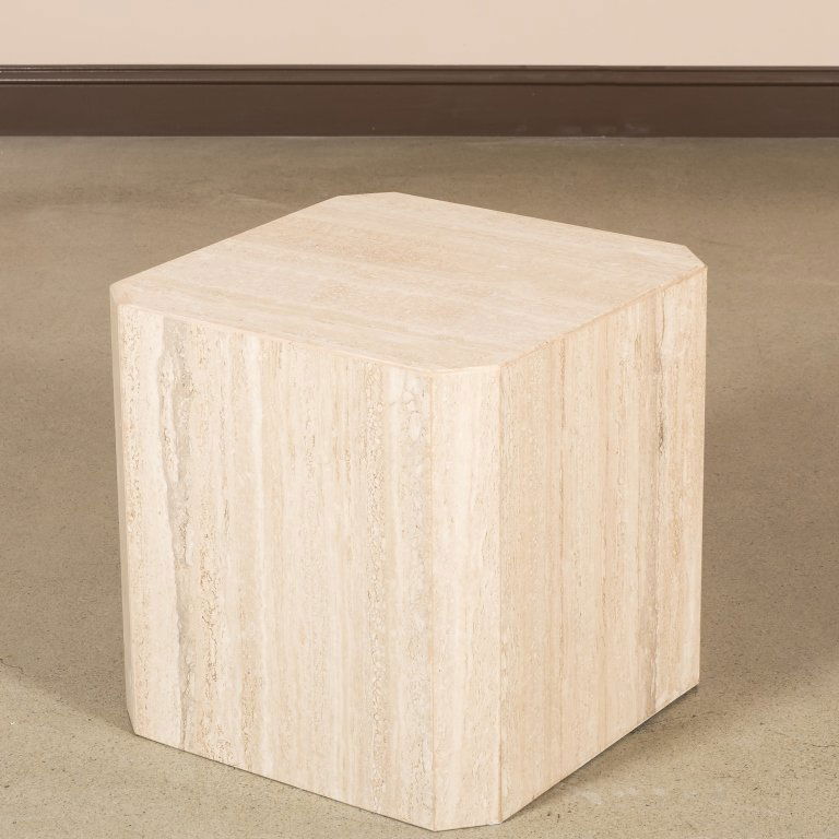 Italian Travertine Marble Side Table (1 of 2)