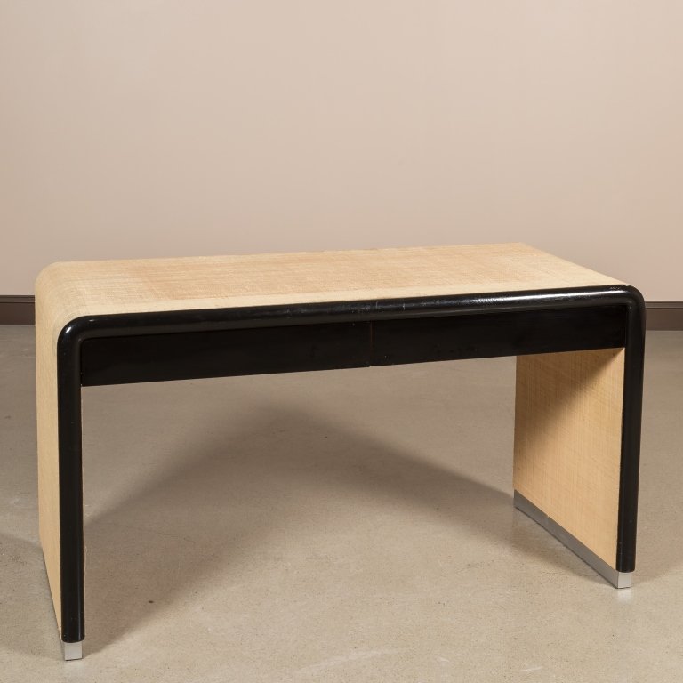 Linen Wrapped Desk After Karl Springer (1 of 4)