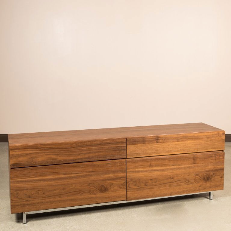 Modern Walnut Double Dresser on Chrome Legs (1 of 4)