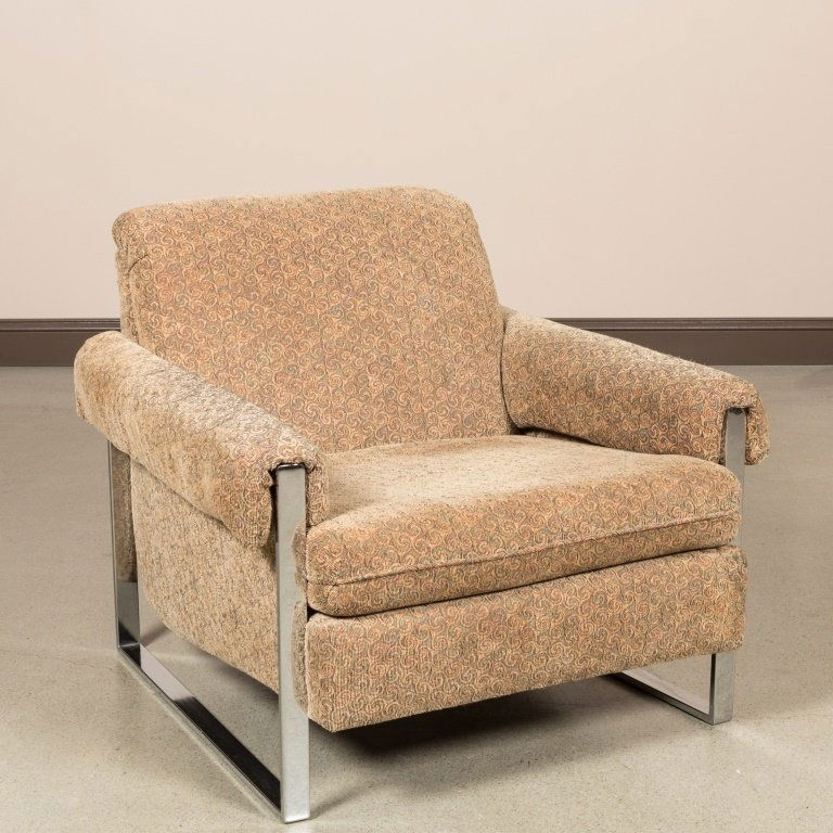 Milo Baughman Style Chrome Arm Chair (1 of 2)