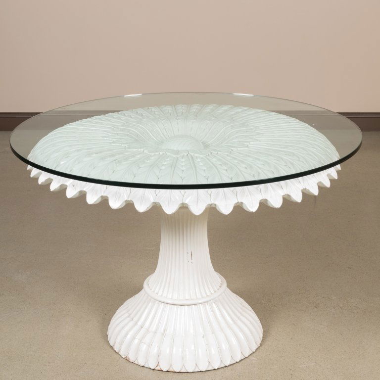 Carved Lacquer Painted Sunflower Center Table (1 of 4)