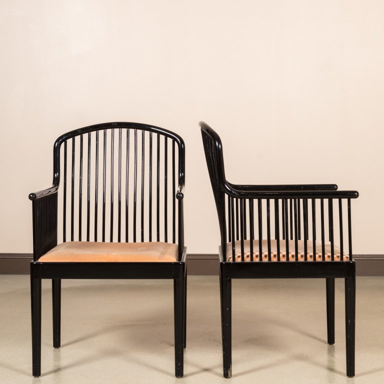Pair Stendig "Andover" Black Lacquered Arm Chairs (1 of 2)