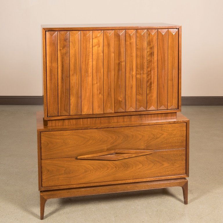 Walnut High Chest with Louvered Style Doors (1 of 4)