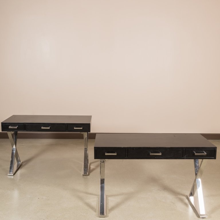 Pair Chrome and Lacquer Saw Horse Desks (1 of 3)