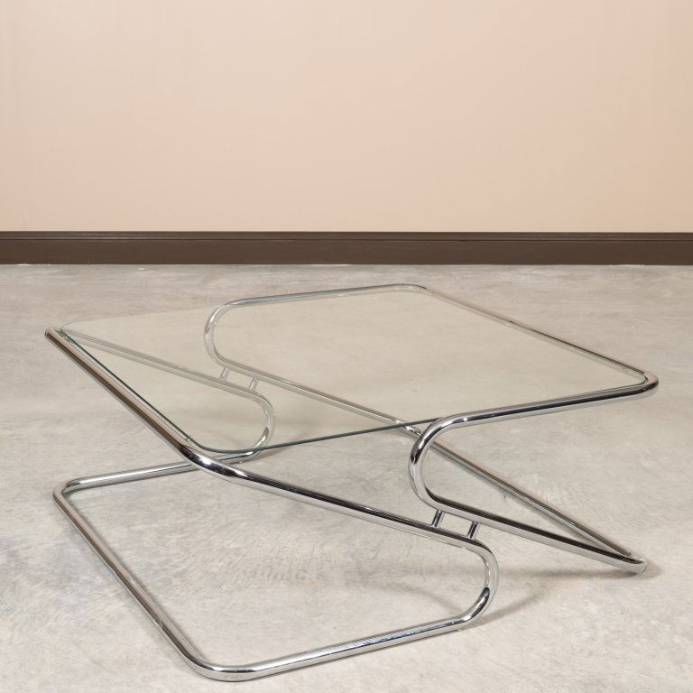 Mid Century Z Base Chrome and Glass Coffee Table (1 of 2)