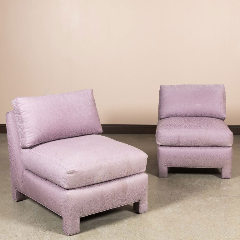 Pair Modern Upholstered Slipper Chairs (1 of 4)
