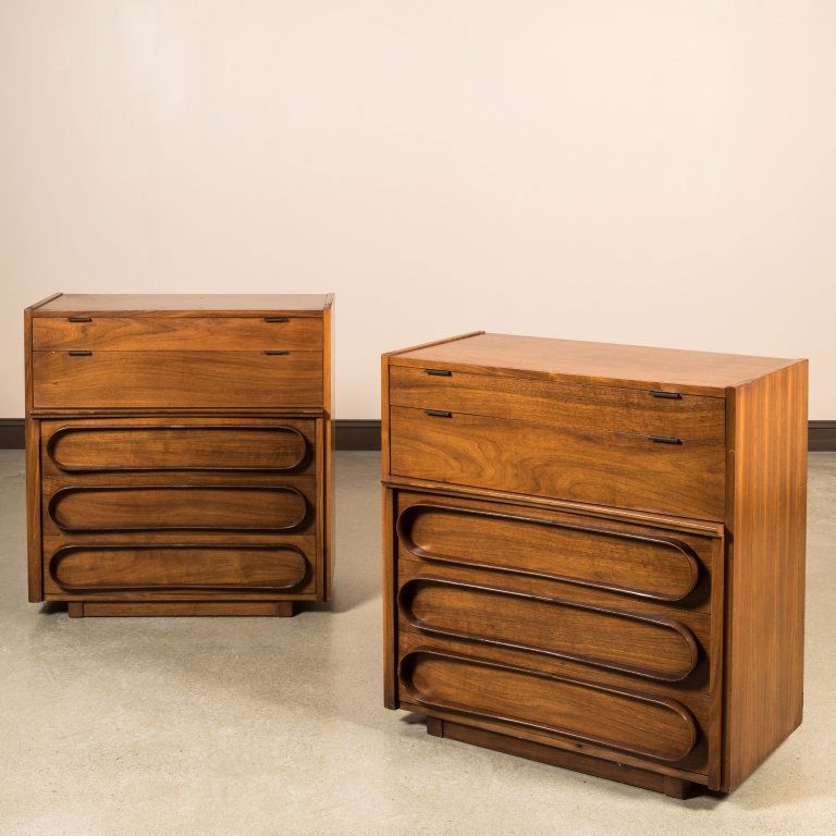 Pair Mid Century Teak Bachelor Chests (1 of 6)